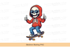 Skeleton Skating PNG Cool Skull Skateboard Clipart Product Image 1