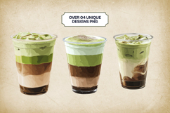 Espresso Matcha Latte Clipart Bundle 4 PNG Product Image 3