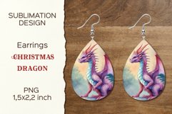 Christmas Dragon | Earring Teardrop | Sublimation Design Product Image 1