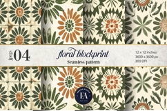 Retro Floral Block Print | Geometric Floral Pattern Product Image 1