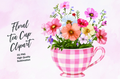 Floral tea cup clipart sublimation Product Image 1