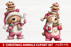 Christmas Animals Clipart Set | Cute Festive Wildlife PNG Product Image 1