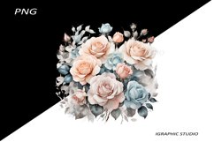 Blue and Rose gold FlowersPNG, Bouquet PNG Product Image 1