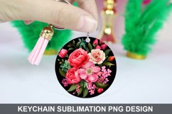 Flowers Keychain Sublimation- Sublimation PNG Design Product Image 1