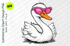 Stylish Cartoon Swan Wearing Pink Sunglasses Clipart Product Image 1