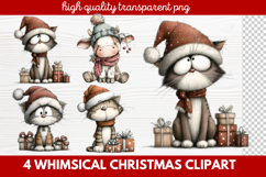 4 Whimsical Christmas Clipart | Cute Holiday PNG Set Product Image 1