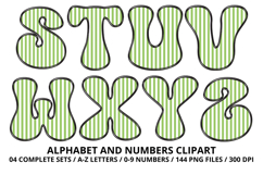 Stripes Alphabet Letters &amp; Numbers Clipart PNG 300DI Product Image 4