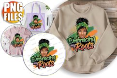 Cheerful TSHIRT Art Magic PNG, Afro Woman Product Image 1