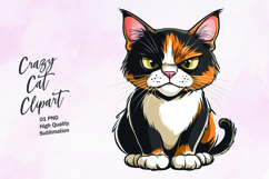 Crazy cat watercolor clipart PNG Product Image 1