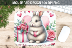 Watercolor Bunny Mouse Pad Sublimation - Valentines PNG Product Image 1