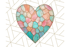 Stained Glass Heart PNG Clipart in Pastel and Bright Colors Product Image 2