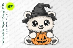 Cute Halloween Bear Holding Pumpkin Clipart Png Product Image 1