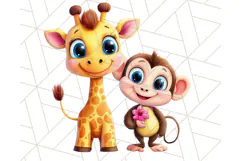 Cute Animal Friends Clipart PNG, Bright Spring Animal Duos Product Image 2