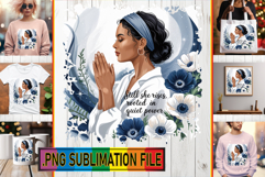 RADIANT Tote Bag Designs PNG, Praying Woman Product Image 1
