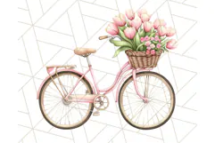 Bicycle with Flowers PNG, Pastel Spring Floral Bike Clipart Product Image 2