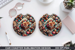 Roes Car Coaster Sublimation| Valentine Coaster PNG Product Image 1