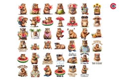 Whimsical Tropical Capybara Clipart Bundle PNG Product Image 14