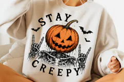 Stay Creepy PNG, Retro Dripping Heart Halloween PNG, Spooky Product Image 4