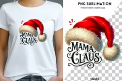 Mama Claus Santa Hat Sublimation PNG, Cute Funny Winter Product Image 1