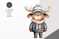 Christmas clipart, Moose clipart, Winter clipart Product Image 1
