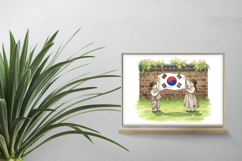 Hanbok Kids Holding Taegeukgi High Wall Scene PNG Product Image 2