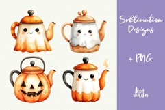 Teapot PNG Halloween Ghost Cafe Clipart Sublimation Product Image 1