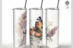 Vintage Floral Butterfly 20 oz Tumbler Wrap Sublimation Product Image 1