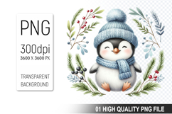 Christmas Penguin Clipart PNG, Festive Penguin Sublimation Product Image 1