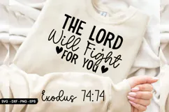 The Lord Will Fight - Christian Sleeve T-Shirt Design Product Image 1