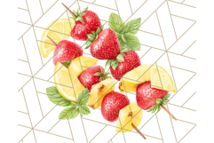 Strawberry Red Lemon Yellow Summer Clipart PNG, Summer Icons Product Image 2