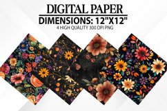 Halloween Flowers Digital Paper - Halloween Background Product Image 1
