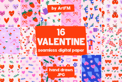 16 Cute Valentines Day Digital Paper Product Image 1