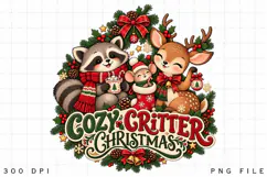Cozy Critter Christmas Woodland Animals Holiday Sublimation Product Image 2