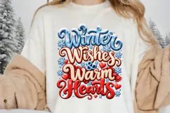 Winter Wishes & Warm Hearts Christmas PNG Sublimation Design Product Image 1