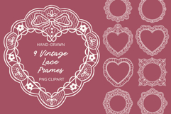 Lace Wedding Frames PNG | Heart Frame Clipart Product Image 1