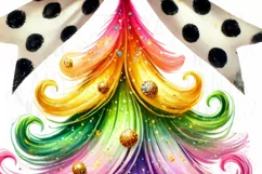 Colorful Coquette Christmas Tree PNG | Trendy Watercolor Product Image 5