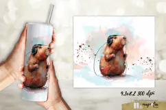 Funny watercolor cute CAPYBARA | tumbler wrap png Product Image 2