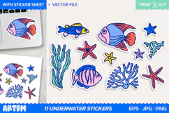 Sea Fishes Sticker Sheet | Underwater Stickers Product Image 1