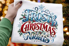 Frosty Christmas Nights PNG - Vintage Winter Typography Product Image 1