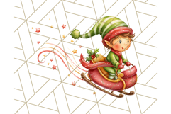 Santa Sleigh Ride Clipart PNG, Flying Reindeer Christmas Art Product Image 2