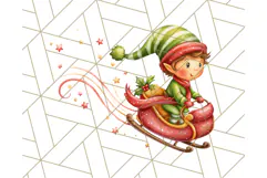 Santa Sleigh Ride Clipart PNG, Flying Reindeer Christmas Art Product Image 2