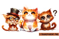 Watercolor Cute Funny Cat Clipart Sublimation, PNG Product Image 1