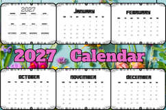 2027 horizontal Calendar with flower frame 2 Product Image 2