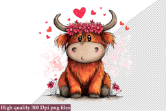 Valentine Highland Cow Clipart Png Product Image 1