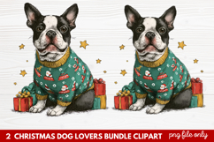 2 Christmas Dog Lovers Clipart | Festive Holiday Puppy PNG Product Image 1