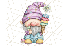 Ice Cream Gnome Clipart PNG Summer Dessert Art, Summer Gnome Product Image 2