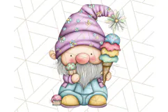 Ice Cream Gnome Clipart PNG Summer Dessert Art, Summer Gnome Product Image 2