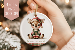 Cute Baby Reindeer Christmas Ornament PNG Graphic Product Image 1