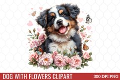 Dog With Flowers Clipart Product Image 1