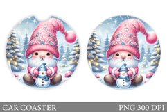 Cute Gnome Car Coaster. Christmas Car Coaster Sublimation Product Image 1